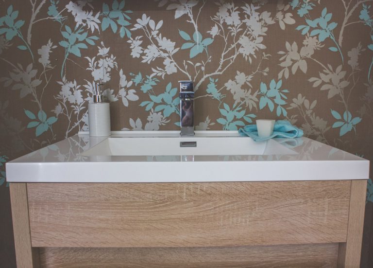 Alexandra wall hung bathroom vanity in White Oak