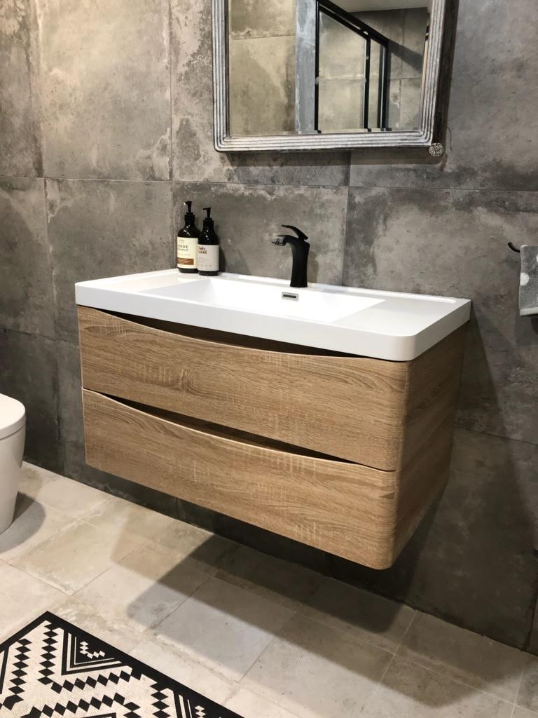 Ancona wall hung bathroom vanity 600mm White Oak