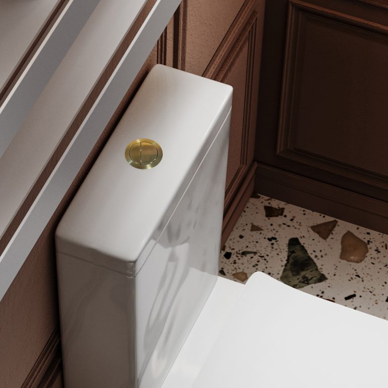 BelBagno Brushed Brass Flush Button – for Toilet Suites