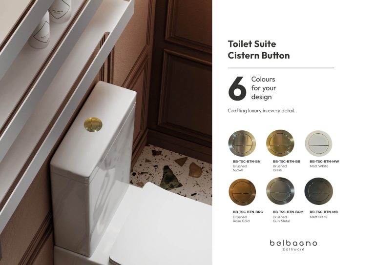 BelBagno Brushed Brass Flush Button – for Toilet Suites