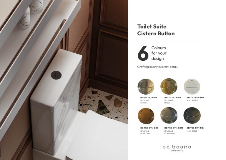 BelBagno Matt Black Flush Button – for Toilet Suites