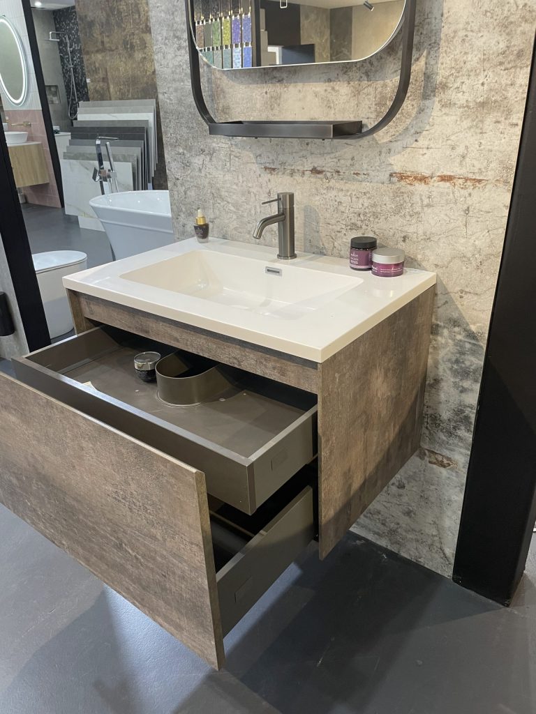 Prado wall hung bathroom vanity 1200mm Maple Oak
