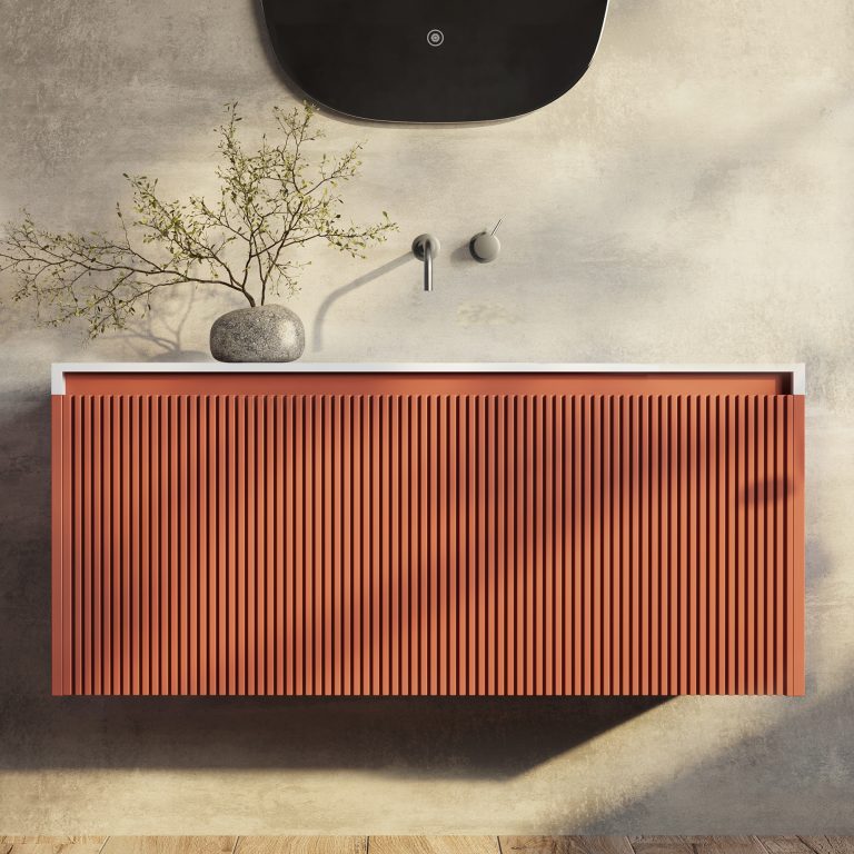 Rimini wall hung bathroom vanity 1000mm Potter’s Clay