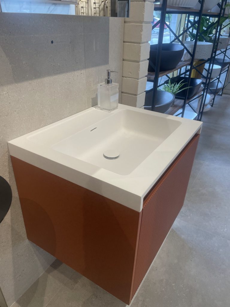 Rimini wall hung bathroom vanity 1200mm Potter’s Clay