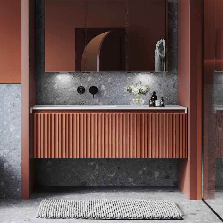 Rimini wall hung bathroom vanity 1200mm Potter’s Clay