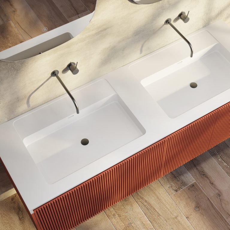 Rimini wall hung bathroom vanity 1500mm Potter’s Clay