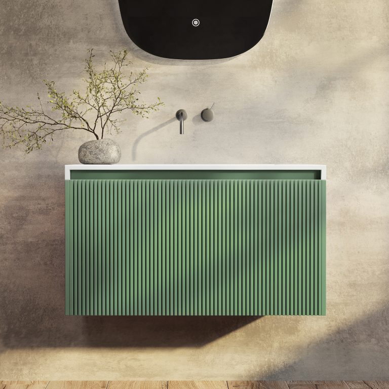 Rimini wall hung bathroom vanity 800mm Rain Forest
